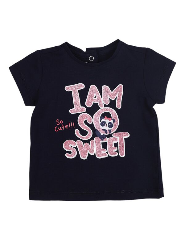 Girls Light Pink Printed Short Sleeve Knitted T- Shirt image number 0